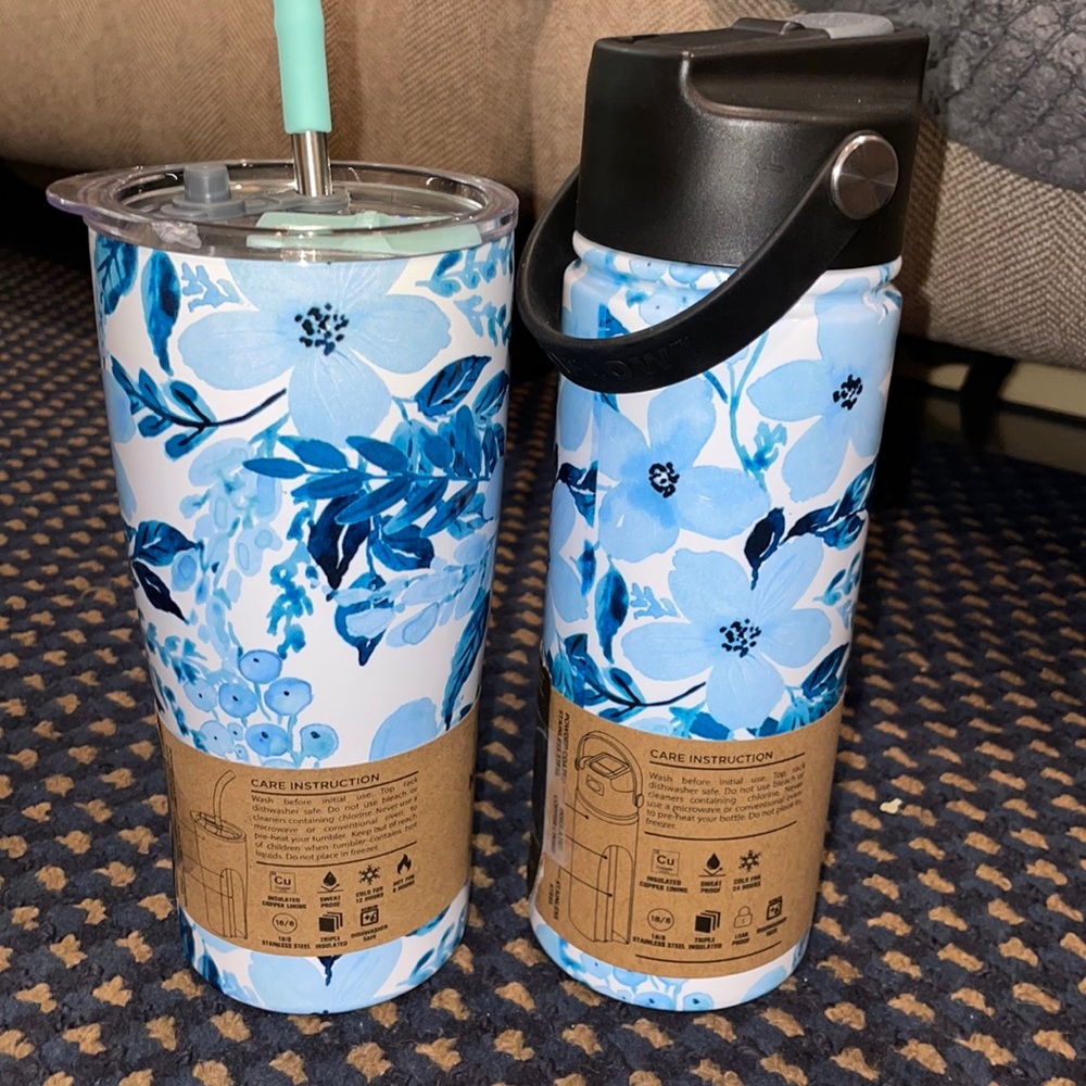 Triple wall vacuum insulated drinking cups/thermoses copper lined matching set - Picture 2 of 2